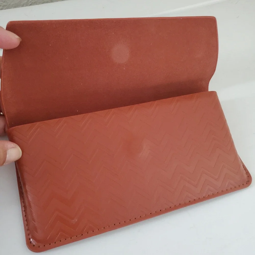 Missoni Terracotta Orange Chevron Embossed Eyewear Glasses Case Magnetic Closure